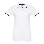 Polos bicolor em algodão personalizáveis para mulher 210 g/m2 THC Rome cor branco