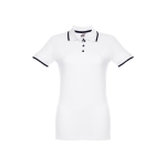 Polos bicolor em algodão personalizáveis para mulher 210 g/m2 THC Rome cor branco primeira vista