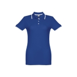 Polos bicolor em algodão personalizáveis para mulher 210 g/m2 THC Rome cor azul real primeira vista