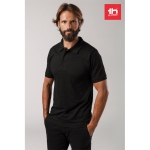 Polos com logo a cor total em algodão e poliester 200 g/m2 THC Berlin cor preto