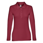 Polo de manga comprida para mulher em algodão 210 g/m2 THC Bern cor bordeaux