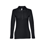 Polo de manga comprida para mulher em algodão 210 g/m2 THC Bern cor preto primeira vista