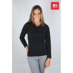 Polo de manga comprida para mulher em algodão 210 g/m2 THC Bern cor preto