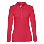 Polo de manga comprida para mulher em algodão 210 g/m2 THC Bern cor vermelho