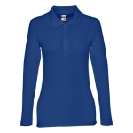 Polo de manga comprida para mulher em algodão 210 g/m2 THC Bern cor azul real