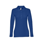 Polo de manga comprida para mulher em algodão 210 g/m2 THC Bern cor azul real primeira vista