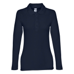 Polo de manga comprida para mulher em algodão 210 g/m2 THC Bern cor azul-marinho