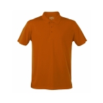 Polo personalizado técnico de poliester transpirável MKT cor cor-de-laranja primeira vista