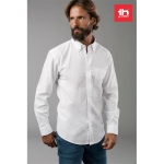 Camisa elegante de manga comprida com logo cor branco