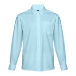 Camisa elegante de manga comprida com logo cor azul-claro
