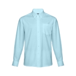 Camisa elegante de manga comprida com logo cor azul-claro primeira vista
