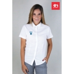 Camisas Oxford para mulher, algodão e poliester 130 g/m2 THC London WH cor branco vista conjunto