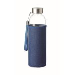 Garrafa de vidro com manga de neopreno ganga 500ml Crystal Denim cor azul