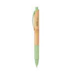 Esferográfica em bambu para personalizar cor verde-claro imagem com logo