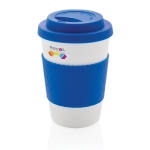 Copos para chá ou café personalizáveis cor azul vista com logo
