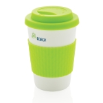 Copos para chá ou café personalizáveis cor verde vista com logo