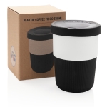 Copo takeaway sustentável de PLA grande e 380ml Funny cor preto vista com caixa