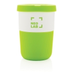 Copo takeaway sustentável de PLA grande e 380ml Funny cor verde vista com logo