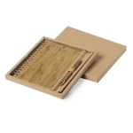 Kit com caderno e caneta em bambu para brinde cor natural primeira vista