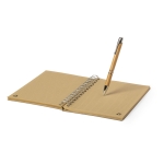 Kit com caderno e caneta em bambu para brinde cor natural terceira vista