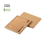 Bloco de notas e caneta de cortiça natural, folhas A5 lisas Cork cor natural oitava vista