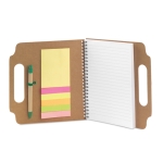 Caderno promocional com post-its no interior