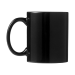 Caneca cerâmica em várias cores para brinde cor preto vista traseira