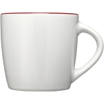 Caneca corporativa branca com cor no interior cor vermelho-escuro vista lateral