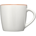 Caneca corporativa branca com cor no interior cor cor-de-laranja escuro vista lateral