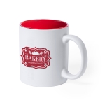 Caneca branca gravada a laser com cor interior de 350ml Magic White cor vermelho primeira vista