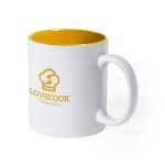 Caneca branca gravada a laser com cor interior de 350ml Magic White cor amarelo primeira vista