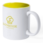 Caneca branca gravada a laser com cor interior de 350ml Magic White cor amarelo