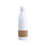 Garrafa de metal com pega de cortiça com logo 750ml Lifestyle Cork cor branco primeira vista