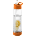 Garrafa de tritan com palhinha e infusor de fruta 740ml TuttiFrutti cor cor-de-laranja segunda vista frontal