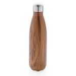 Elegante garrafa de aço com estampado madeira 500ml Wood Print cor madeira escura