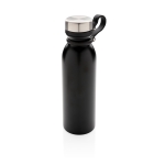 Garrafa térmica com logotipo e pega de silicone 600ml Carry Loop cor preto