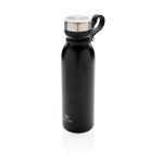 Garrafa térmica com logotipo e pega de silicone 600ml Carry Loop cor preto vista com logo