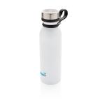 Garrafa térmica com logotipo e pega de silicone 600ml Carry Loop cor branco vista com logo