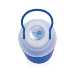 Garrafa com bolsa de silicone personalizável cor azul segunda vista com logo