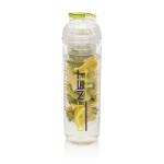 Garrafas com compartimento para fruta ou gelo 500ml Natural Drink cor verde-lima vista com logo