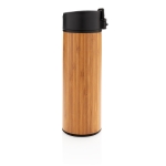 Copo térmico elegante exterior de bambu e tampa anti-gotas 450ml Wood cor madeira terceira vista