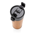 Copo térmico elegante exterior de bambu e tampa anti-gotas 450ml Wood cor madeira sexta vista