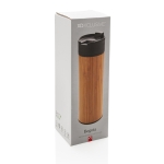 Copo térmico elegante exterior de bambu e tampa anti-gotas 450ml Wood cor madeira segunda vista com caixa