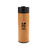 Copo térmico elegante exterior de bambu e tampa anti-gotas 450ml Wood vista principal