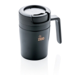 Caneca térmica promocional pequena anti-gotas com pega 160ml Coffee cor preto vista com logo