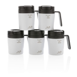 Caneca térmica promocional pequena anti-gotas com pega 160ml Coffee cor branco