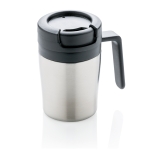 Caneca térmica promocional pequena anti-gotas com pega 160ml Coffee cor prateado