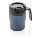 Caneca térmica promocional pequena anti-gotas com pega 160ml Coffee cor azul-escuro