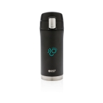 Termos impressos pequenos de aço inoxidável 300ml Swiss Peak Mini cor preto vista com logo