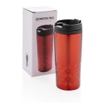 Caneca com função térmica e formato geométrico 300ml Trilliant Colors cor vermelho vista com caixa